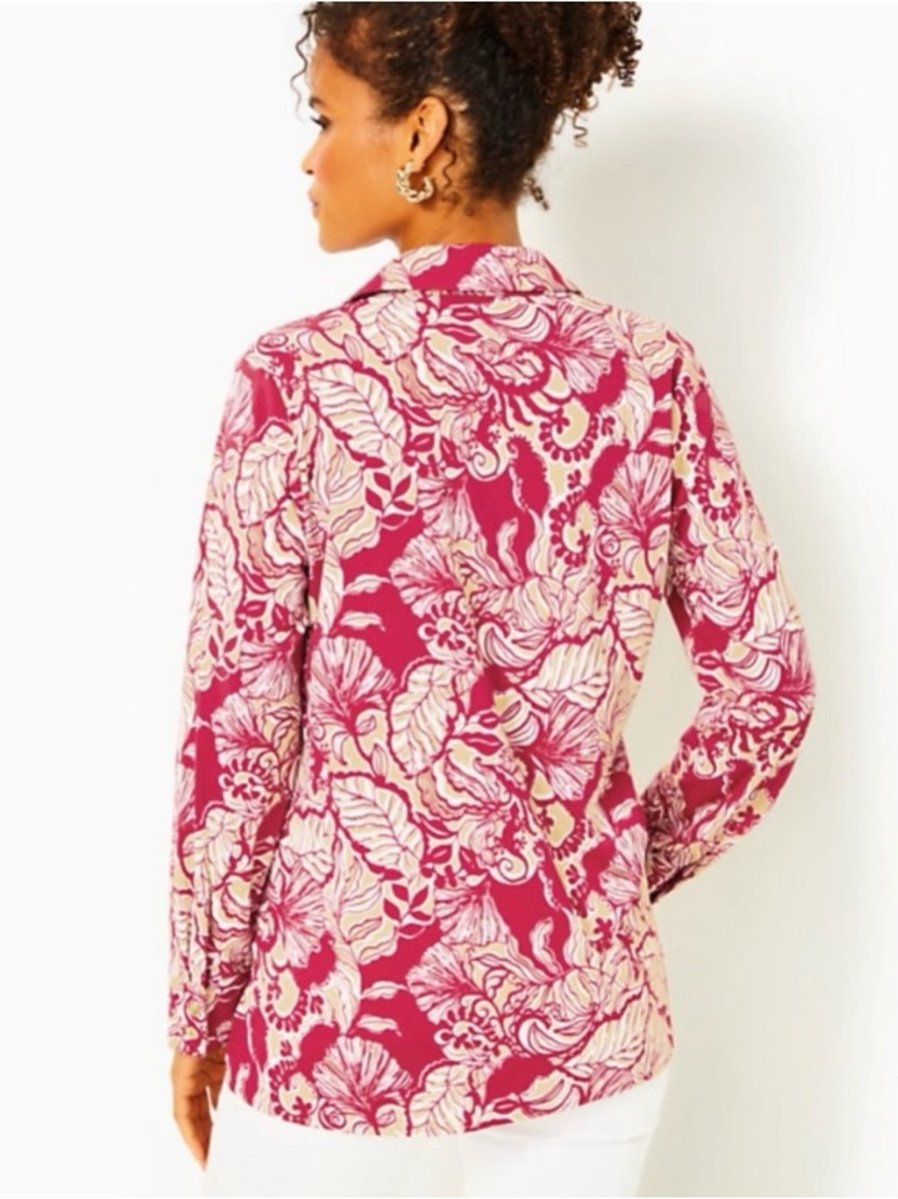 Lilly Pulitzer Givana UPF 50+ Tunic Popover Top Red Island Vibes Size M - Picture 2 of 7